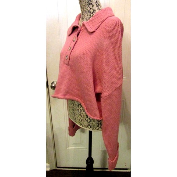 Show Me Your Mumu Sweater NWT Crawford Collared Pink Crop Oversized Size XXL - Picture 3 of 9